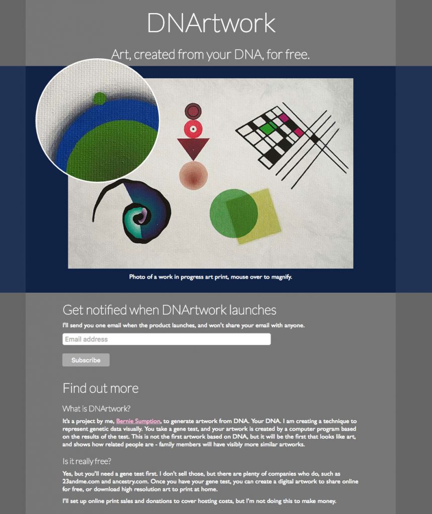 DNArtwork pre launch website screenshot