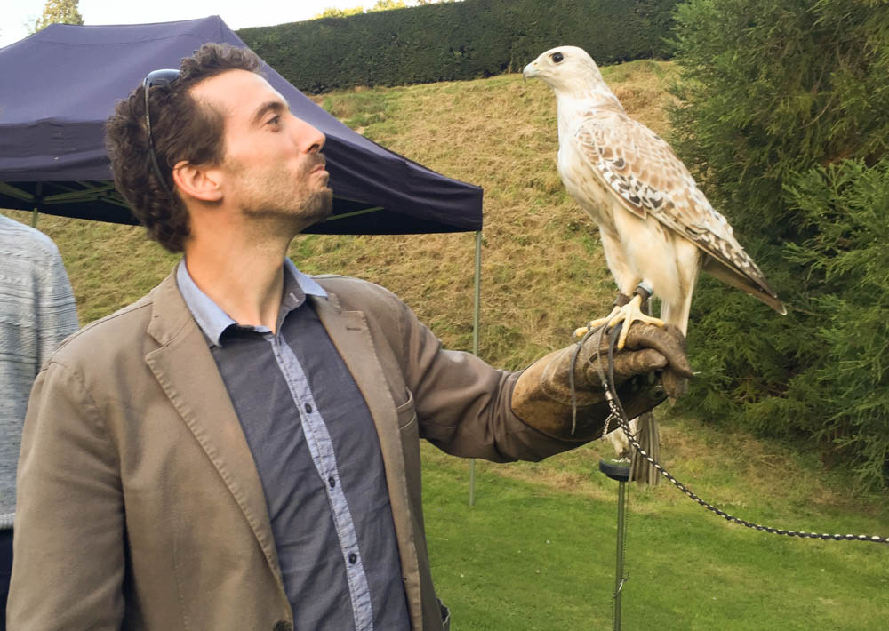 Bernie and a falcon